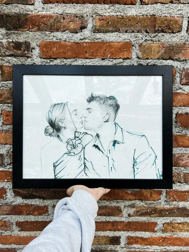 Ilustración de línea enmarcada en la pared