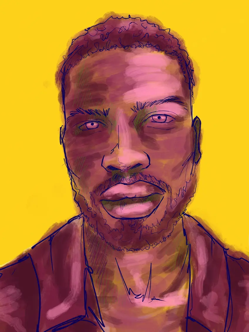 Retrato digital sobre fondo de color